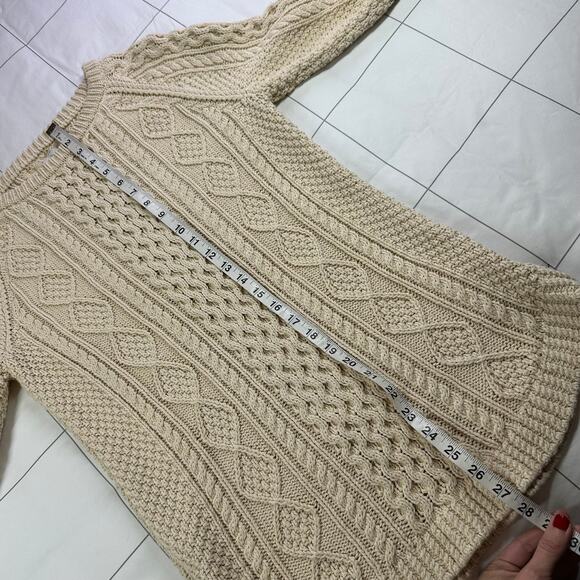 L.L. Bean Sweater Women Small Cream Signature Fisherman Tunic Cable Knit Cotton - Picture 8 of 8